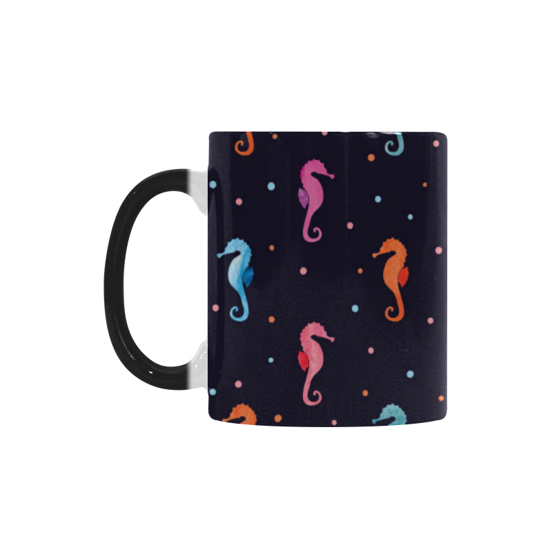 Watercolor colorful seahorse pattern Morphing Mug Heat Changing Mug