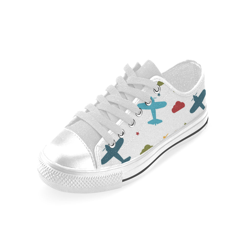 Airplane star cloud colorful Men's Low Top Shoes White