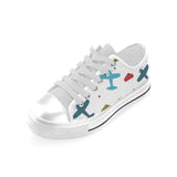 Airplane star cloud colorful Men's Low Top Shoes White