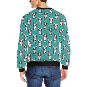 Hand drawn boston terrier dog pattern Men's Crew Neck Sweatshirt