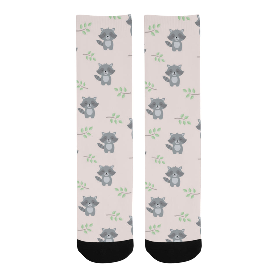 cute raccoons leaves pattern Crew Socks