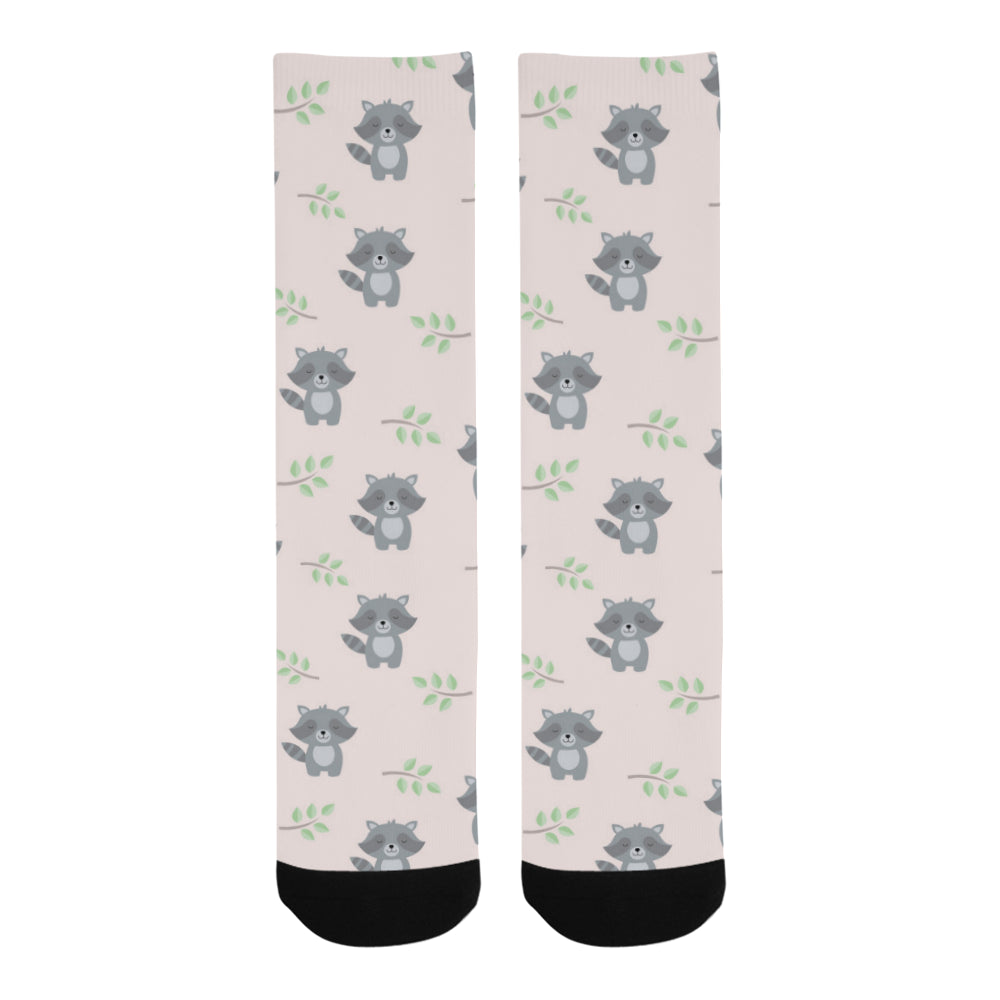 cute raccoons leaves pattern Crew Socks