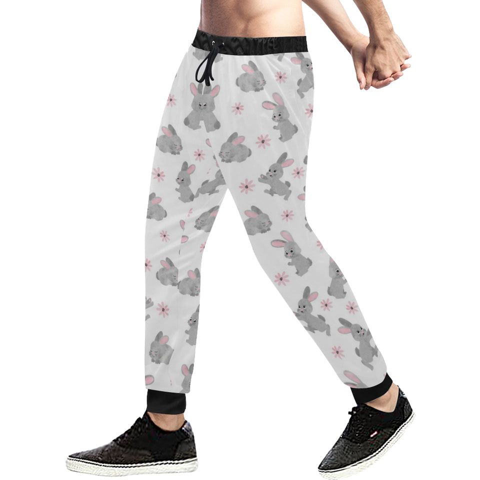 Watercolor cute rabbit pattern Unisex Casual Sweatpants