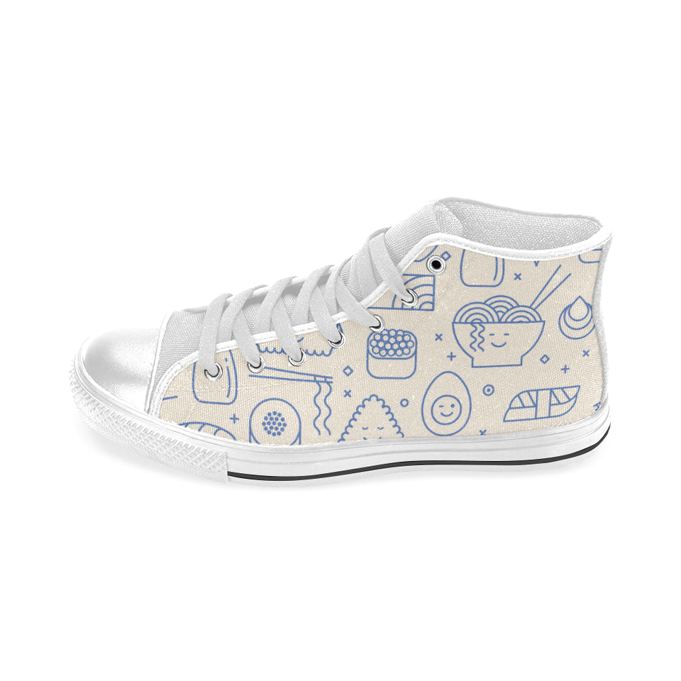 Cute sushi icon pattern Men's High Top Canvas Shoes White