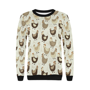 Cute rooster chicken cock Women's Crew Neck Sweatshirt