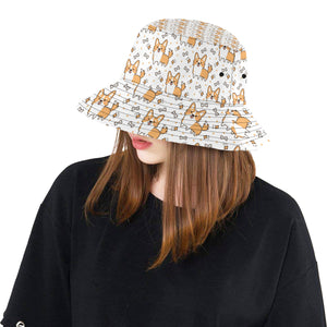 Cute corgi heart star bone pattern Unisex Bucket Hat