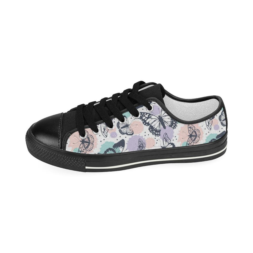 Butterfly pattern Kids' Boys' Girls' Low Top Canvas Shoes Black