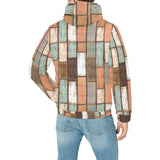 Wood Printed Pattern Print Design 02 Men's Padded Hooded Jacket