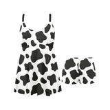 Cow skin pattern Chest Sexy Pleated Two Piece Swim Dress