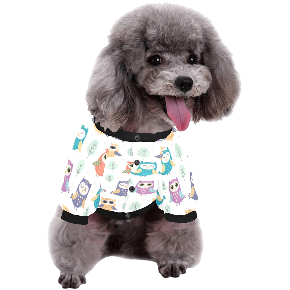 Cute owl pattern All Over Print Pet Dog Round Neck Fuzzy Shirt