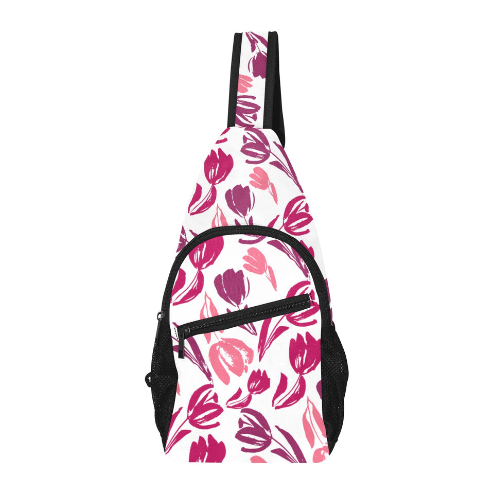 pink sketch tulip pattern All Over Print Chest Bag