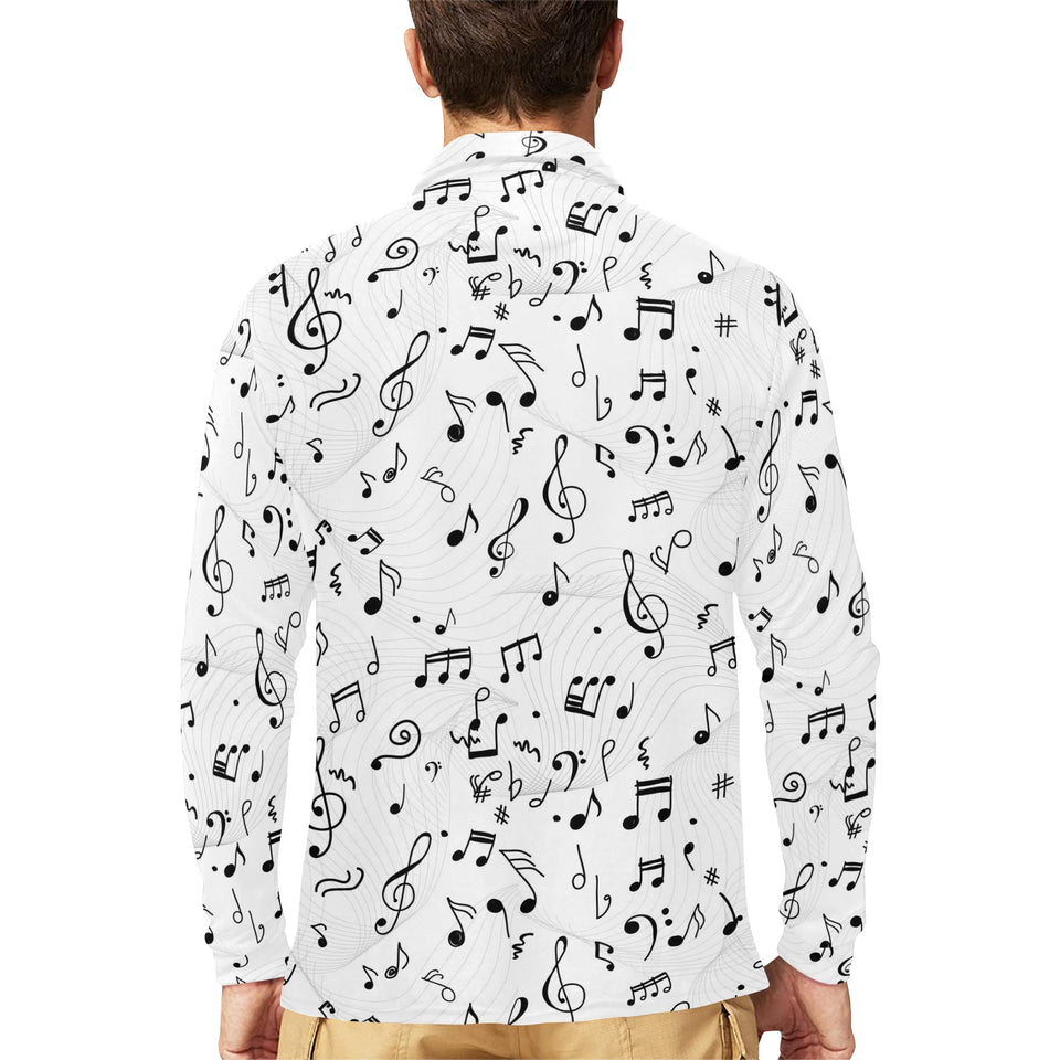 Music Notes Pattern Print Design 04 Men's Long Sleeve Polo Shirt