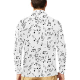 Music Notes Pattern Print Design 04 Men's Long Sleeve Polo Shirt