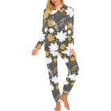 Beautiful gold autumn maple leaf pattern Women's All Over Print Pajama Set