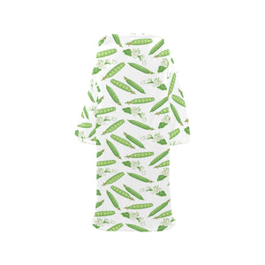 Green Peas Pattern Print Design 04 Blanket Robe with Sleeves