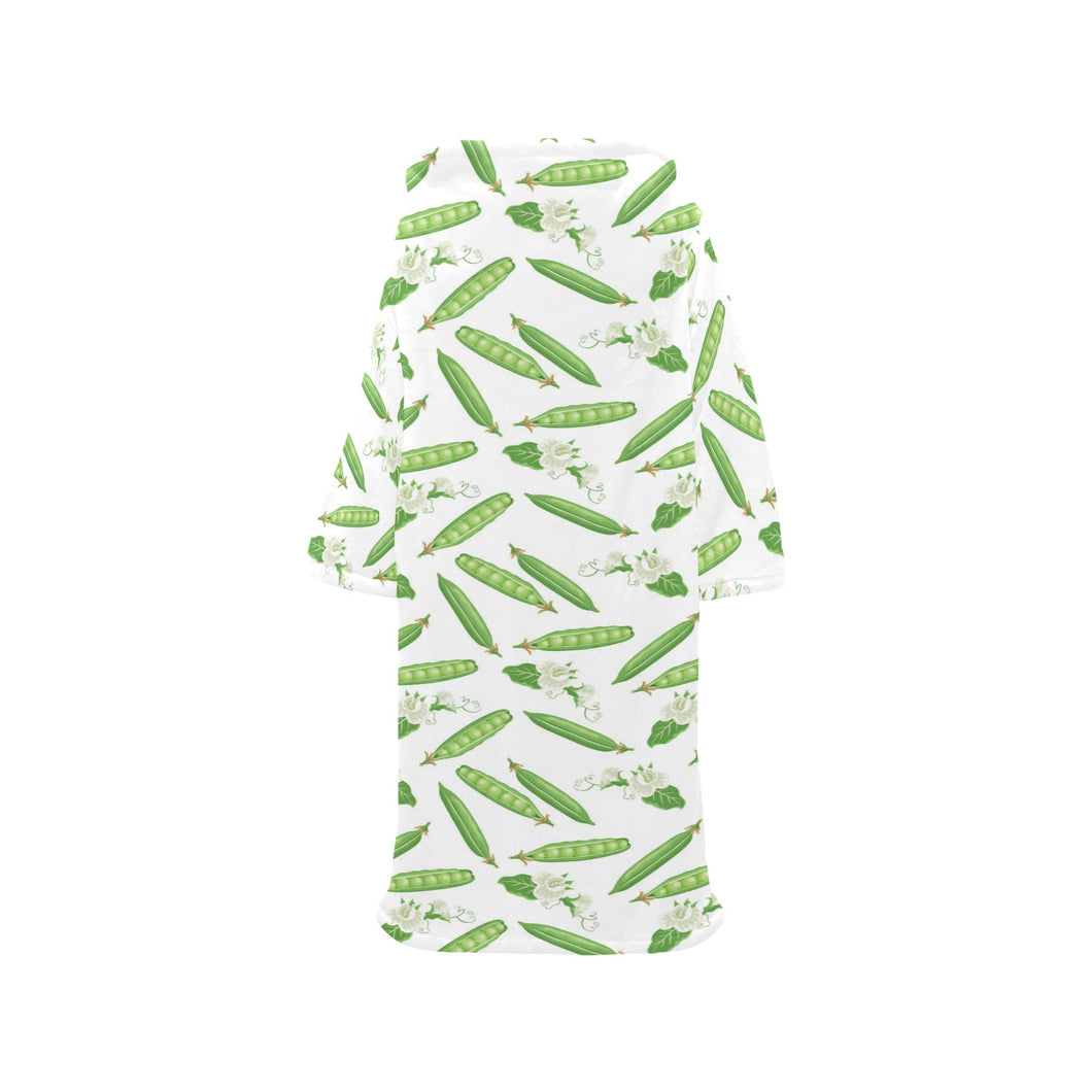 Green Peas Pattern Print Design 04 Blanket Robe with Sleeves