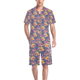 Goldfish Pattern Print Design 05 Men's V-Neck Short Pajama Set