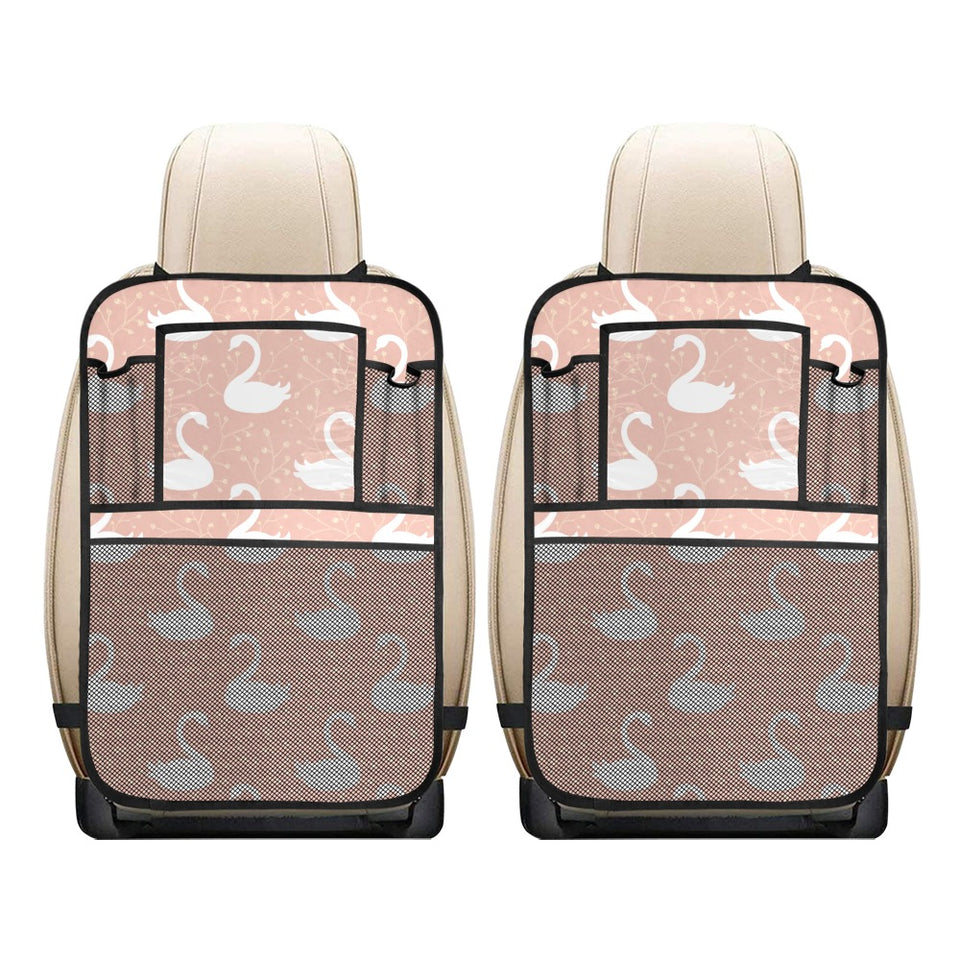 Swan flower light pink background Car Seat Back Organizer