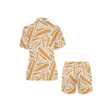 Carrot Pattern Print Design 02 Women's V-Neck Short Pajama Set