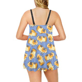 Guinea Pig Pattern Print Design 02 Chest Sexy Pleated Two Piece Swim Dress