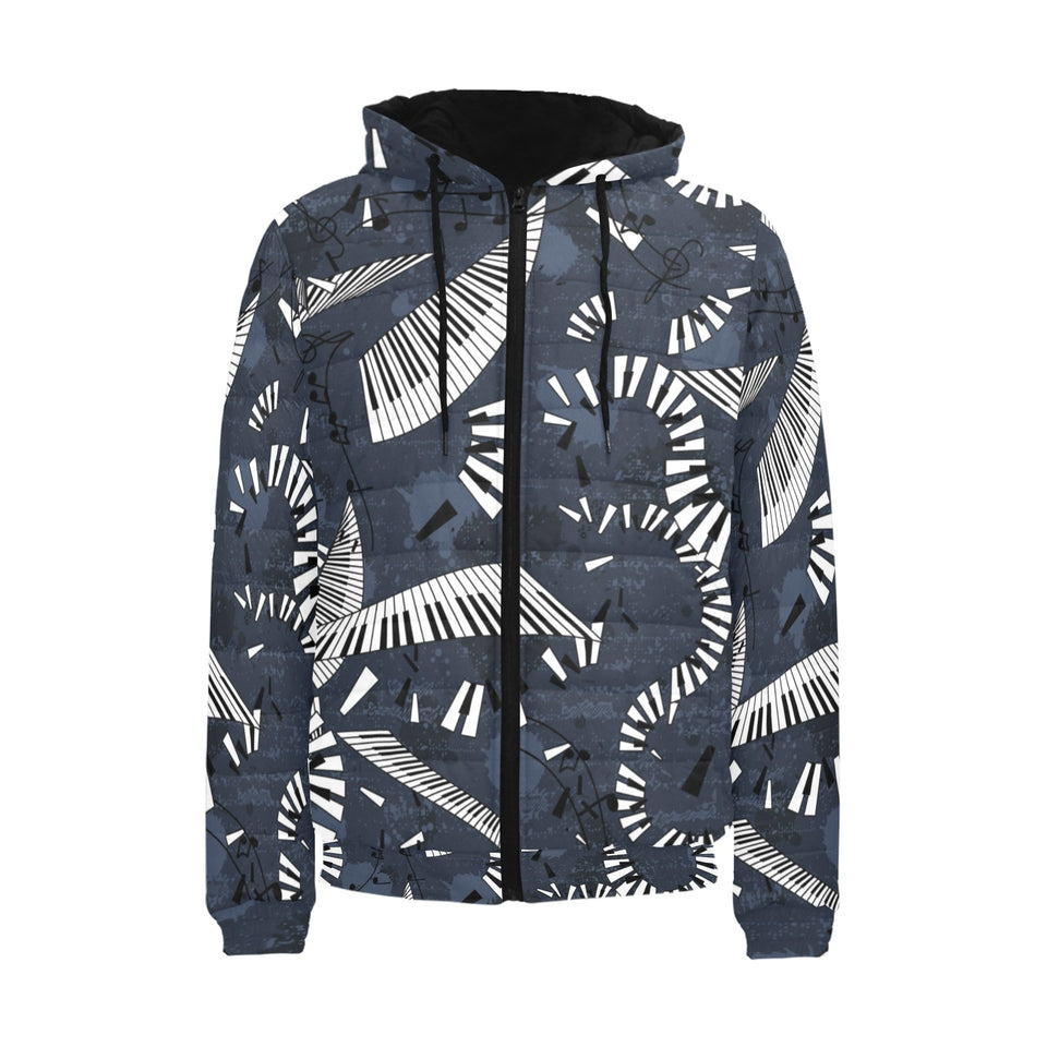 Piano Pattern Print Design 02 Men's Padded Hooded Jacket