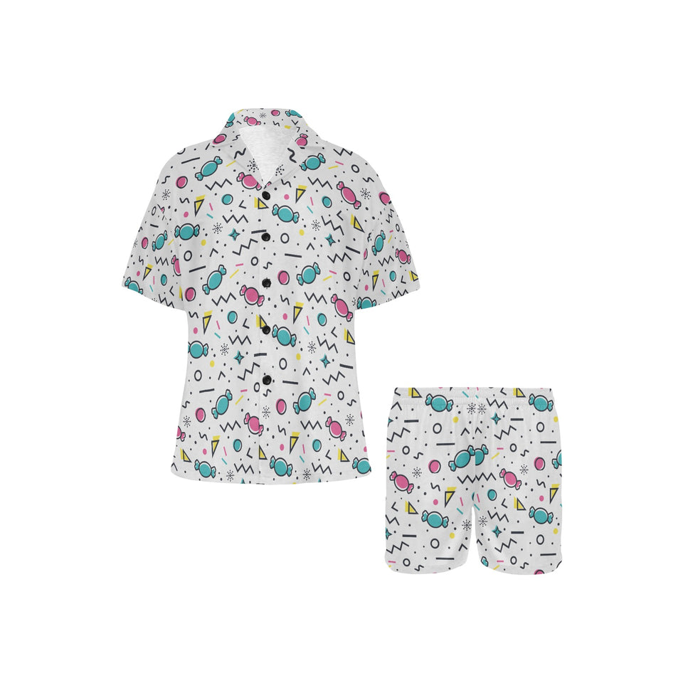 Candy design pattern Women's V-Neck Short Pajama Set