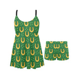 Horseshoes Pattern Print Design 05 Chest Sexy Pleated Two Piece Swim Dress
