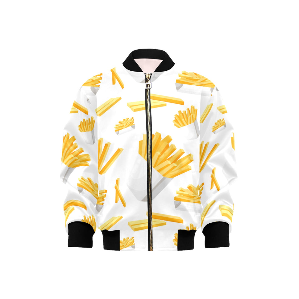 French fries white paper box pattern Kids' Boys' Girls' Bomber Jacket