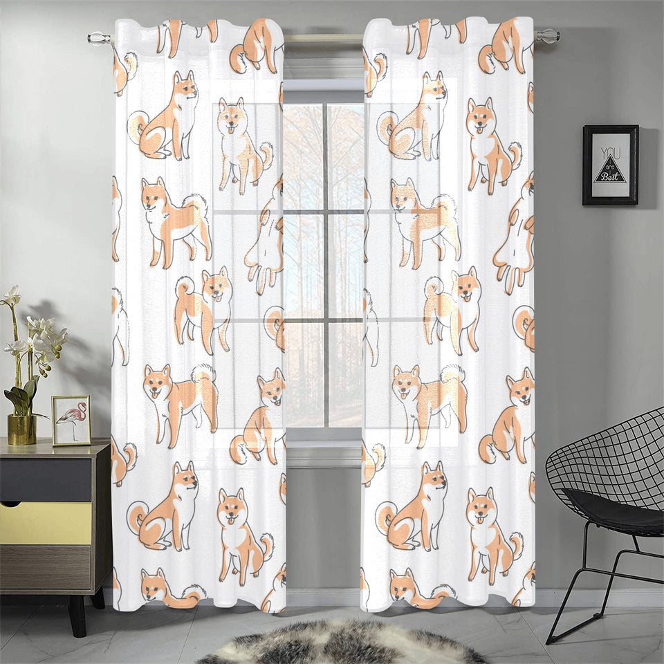 shiba inu dog pattern Gauze Curtain