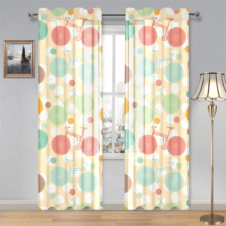 Bicycle Pattern Print Design 01 Gauze Curtain