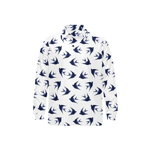 Swallow Pattern Print Design 03 Men's Long Sleeve Polo Shirt