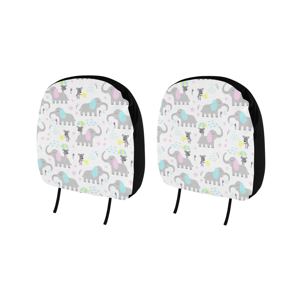Cute elephant mouse pattern Car Headrest Cover