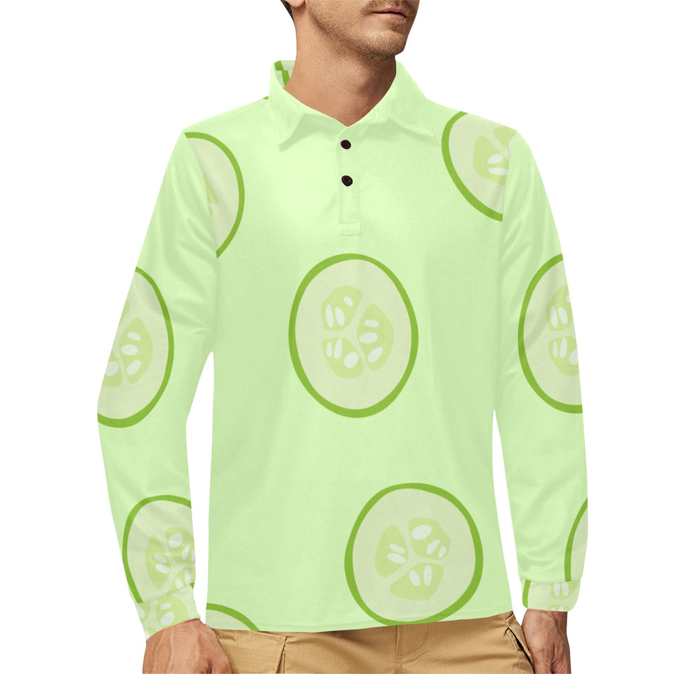 Cucumber pattern Men's Long Sleeve Polo Shirt