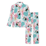 Toucan tropical flower leave pattern Men's Long Pajama Set