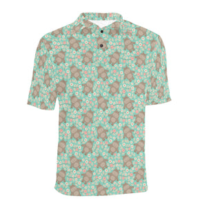 Hippopotamus Pattern Print Design 02 Men's All Over Print Polo Shirt