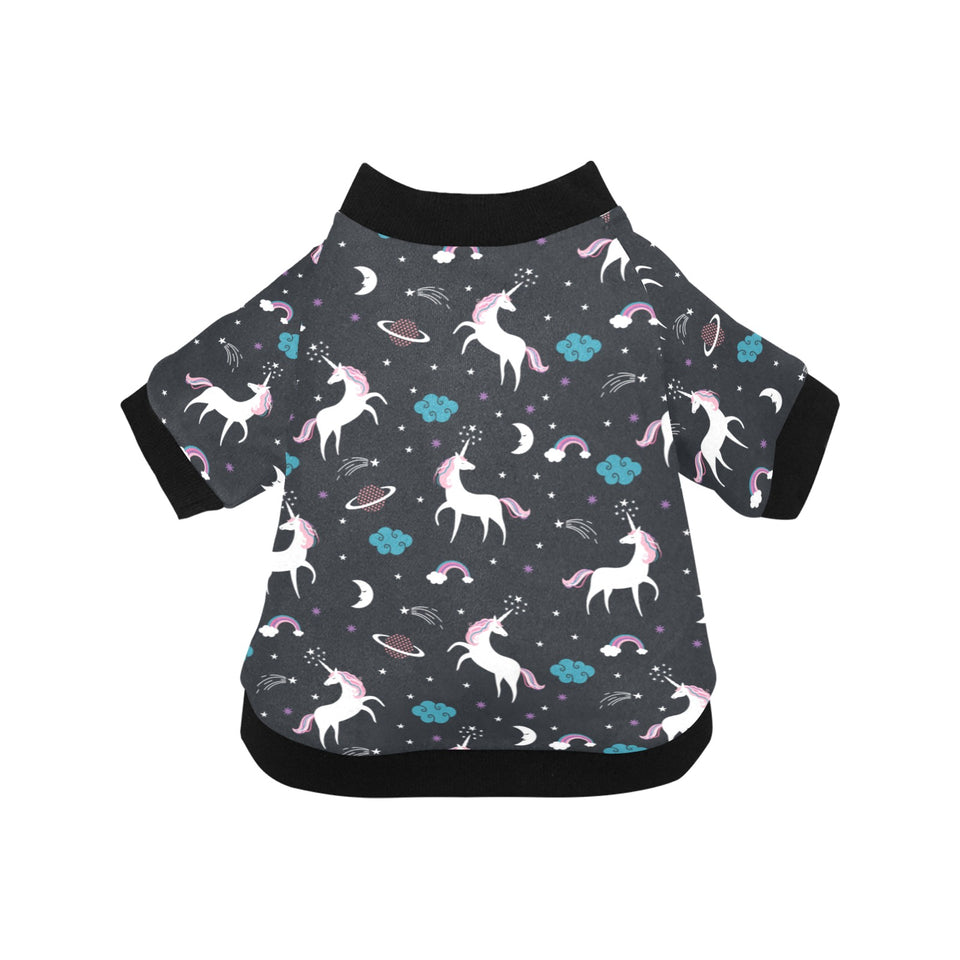 unicorn rainbows moon clound star pattern All Over Print Pet Dog Round Neck Fuzzy Shirt