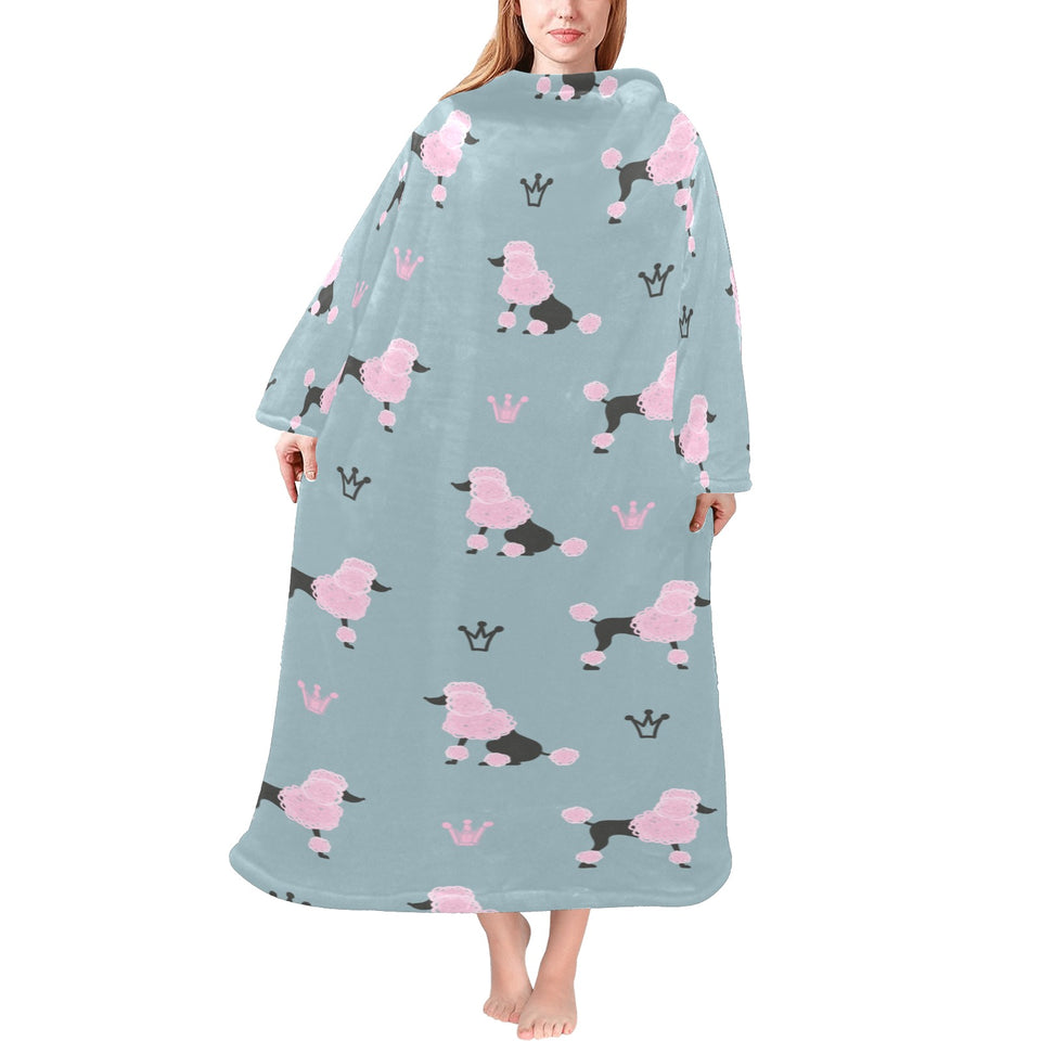 poodle dog pattern Blanket Robe with Sleeves
