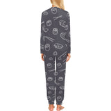 sushi pattern black background Women's All Over Print Pajama Set