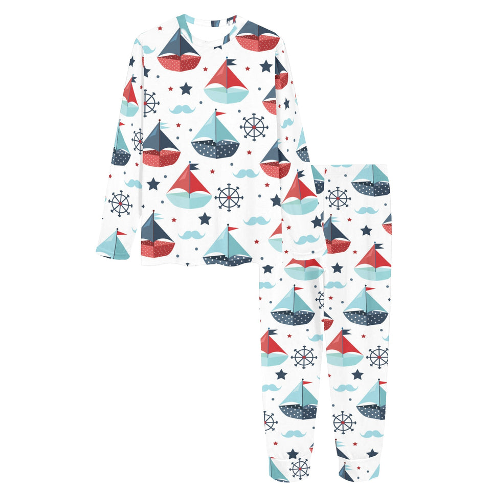 Cute color paper sailboat pattern Women's All Over Print Pajama Set