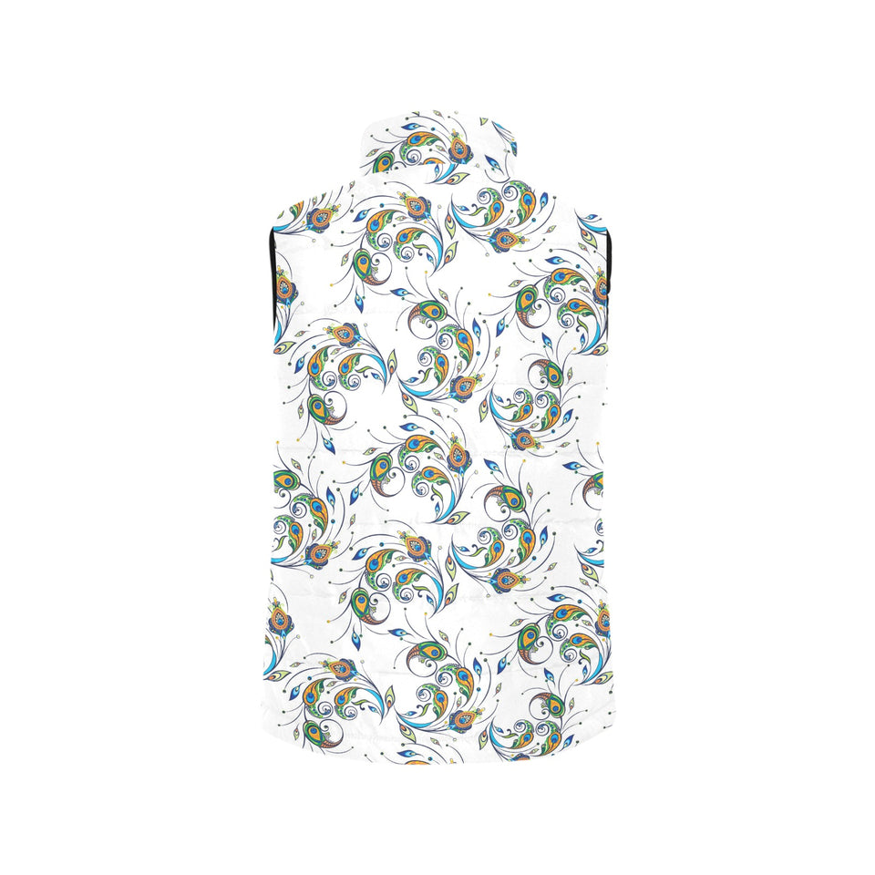 Peacock feather pattern Women's Padded Vest