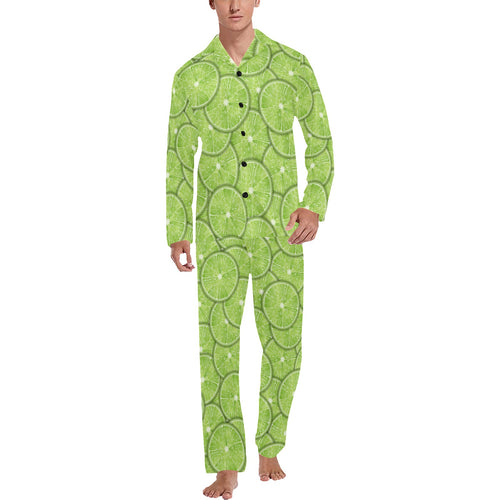 Slices of Lime pattern Men's Long Pajama Set