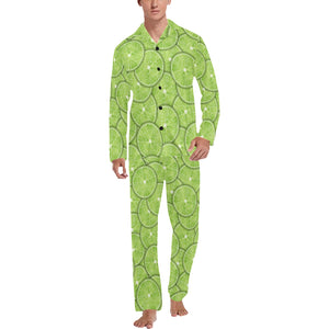 Slices of Lime pattern Men's Long Pajama Set
