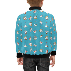 Jack Russel Pattern Print Design 03 Kids' Boys' Girls' Bomber Jacket