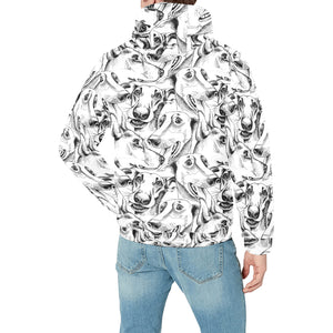Greyhound Pattern Print Design 01 Men's Padded Hooded Jacket