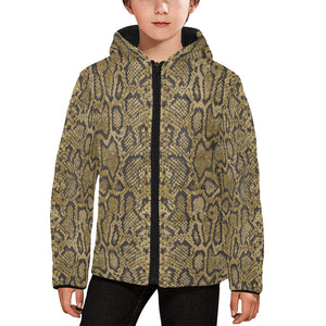 Snake skin pattern Kids' Boys' Girls' Padded Hooded Jacket