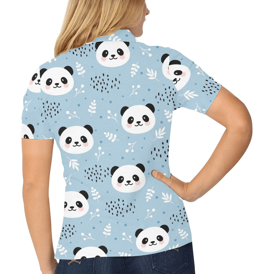 Cute panda pattern Women's All Over Print Polo Shirt