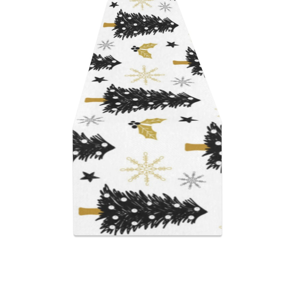 Christmas tree holly snow star pattern Table Runner