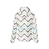zigzag chevron paint pattern Women's Padded Hooded Jacket