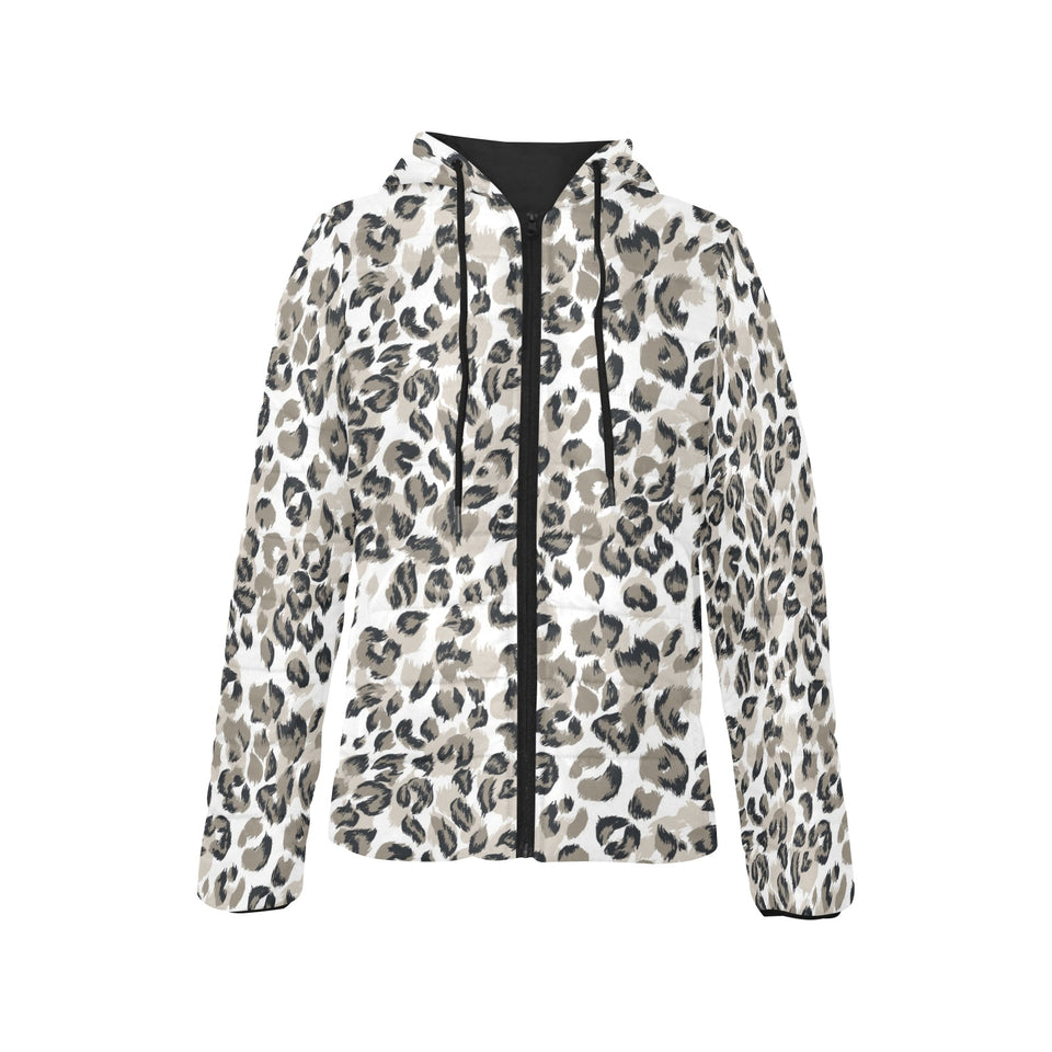 Leopard skin print pattern Women's Padded Hooded Jacket