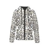 Leopard skin print pattern Women's Padded Hooded Jacket